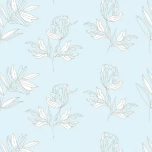 Papel De Parede Floral Delicadas Fundo Azul Claro Lavável 3