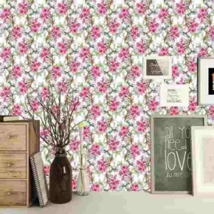 Papel De Parede Floral Delicadas Rosa Beija Flor 3,10 M