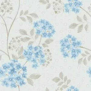 Papel De Parede Floral Delicado Azul Bebê Lavável Vinil 3m