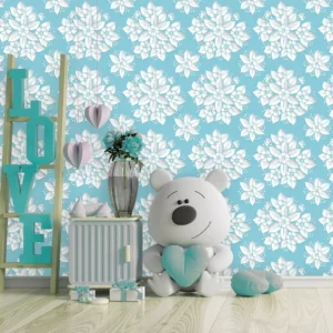 Papel De Parede Floral Delicado Azul Tiffany Kit 3 Rolos