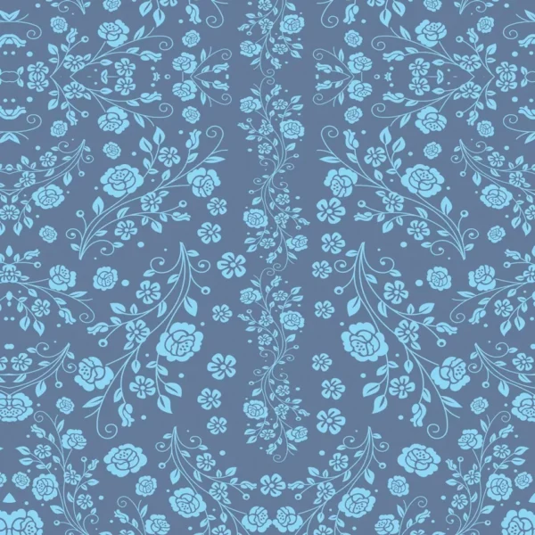 Papel De Parede Floral Delicado Com Flores Azul Fl29