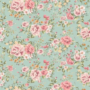 Papel De Parede Floral Delicado Com Ramos De Flores Rosas 9m