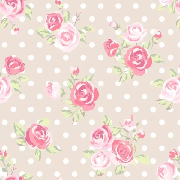 Papel De Parede Floral Delicado Fundo Bege Clarinho 2,5m