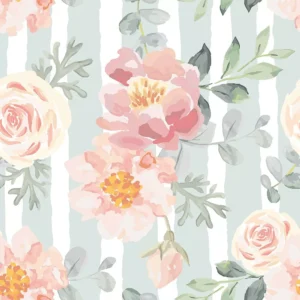 Papel De Parede Floral Delicado Pintura Com Flores Rosa 3m