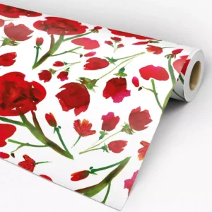 Papel De Parede Floral Desenho Rosas Vermelhas 3m