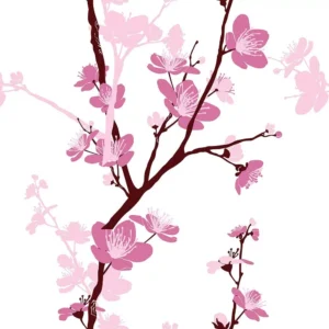 Papel De Parede Floral Flor De Cerejeira Rosa 3mx58cm