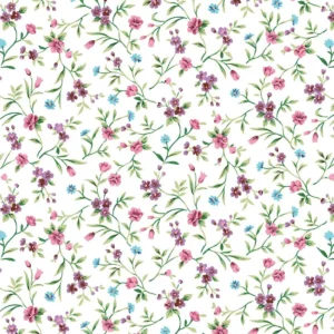 Papel De Parede Floral Flores E Ramos Delicadas Lavável 3mt