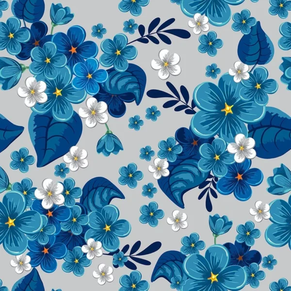 Papel De Parede Floral Flores Em Tons De Azul 2mx58cm