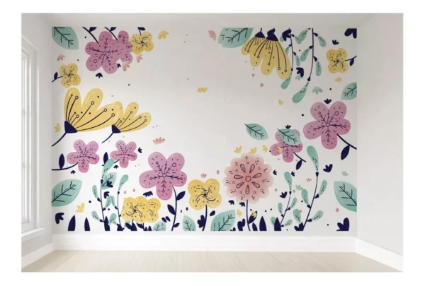 Papel De Parede Floral Flores Menina Quarto De Bebê Pp119 M²