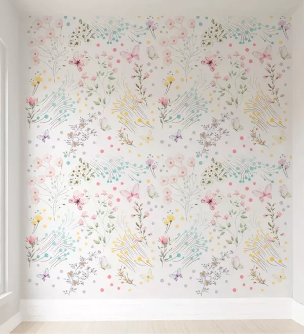 Papel De Parede Floral Flores Quarto Bebê Infantil M² Pp560