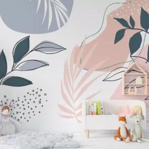 Papel De Parede Floral Folhagem Delicada Infantil 4m² Vr636