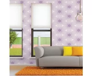 Papel De Parede Floral Folhagem Estilizada Violeta Lavável 3