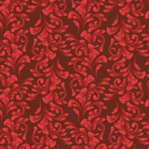 Papel De Parede Floral Folhas Vermelhas Fundo Vermelho Escur