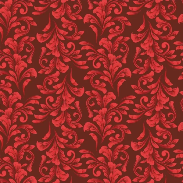 Papel De Parede Floral Folhas Vermelhas Fundo Vermelho Escur