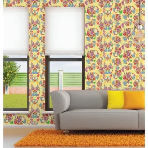 Papel De Parede Floral Formato De Coração Lavável Vinil 3m