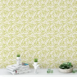 Papel De Parede Floral Fundo Branco Detalhes Amarelo 10,0m