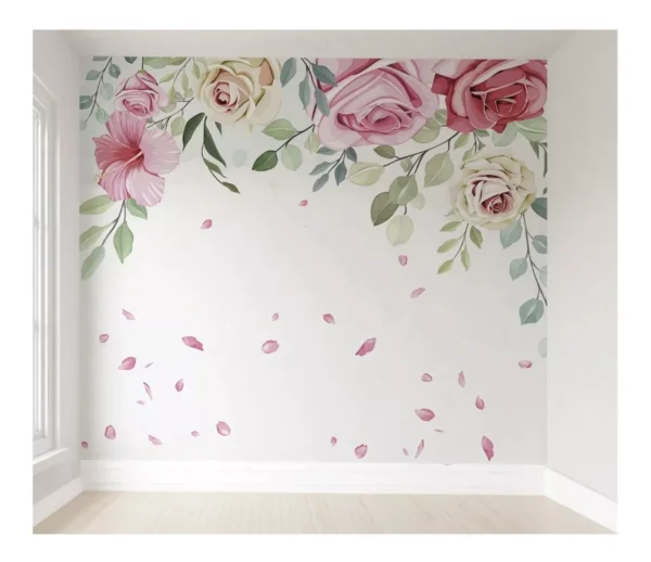 Papel De Parede Floral Infantil Autocolante Vr361 11m²