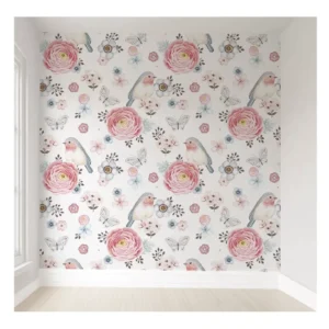 Papel De Parede Floral Infantil Feminino Bebê Menina Por M²