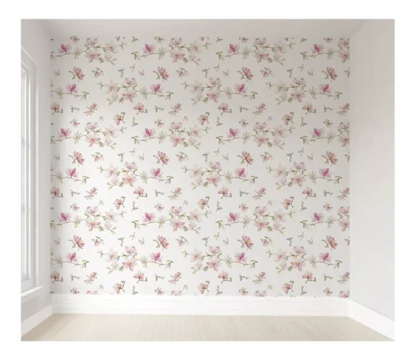 Papel De Parede Floral Infantil Feminino Para Quarto Bebê M²