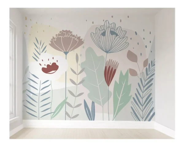 Papel De Parede Floral Infantil Pp336 M²