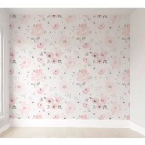 Papel De Parede Floral Infantil Quarto Do Bebê Vr78b 5m²