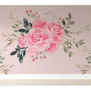 Papel De Parede Floral Infantil Rosa Quarto Bebê 1m² Pp476