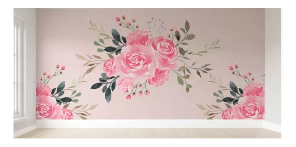 Papel De Parede Floral Infantil Rosa Quarto Bebê 1m² Pp476