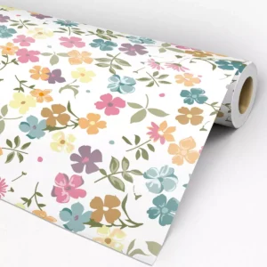 Papel De Parede Floral Laranja Rosa Roxo Amarelo Verde