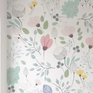 Papel de parede floral Menina Infantil Para Quarto Bebê M²