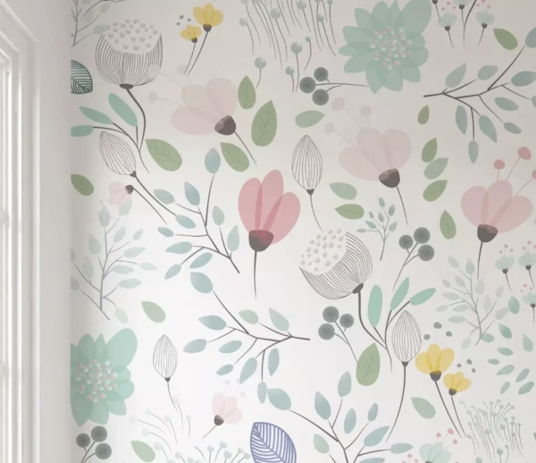 Papel de parede floral Menina Infantil Para Quarto Bebê M²