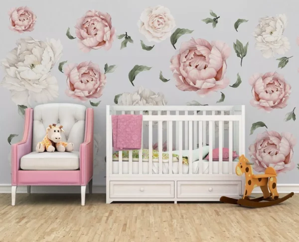 Papel De Parede Floral Menina Quarto Para Bebê Vr275 6m²