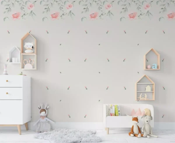 Papel De Parede Floral Menina Rosa Bebê Infantil Pp276 M²