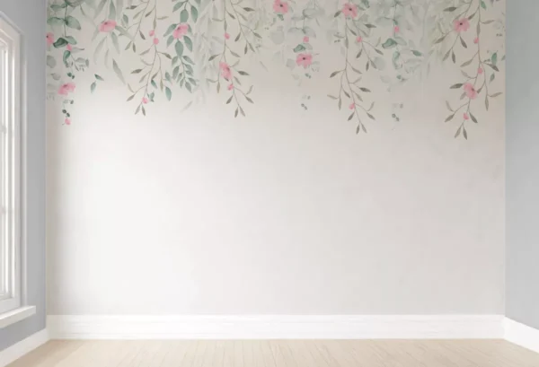 Papel de parede floral Para Quarto De Bebê Menina 5m² Vr473