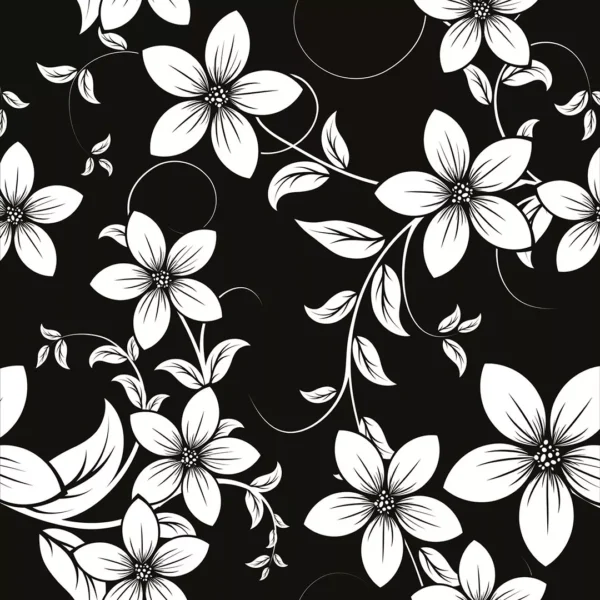 Papel De Parede Floral Preto Branco Adesivo Efeito 3d