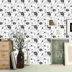 Papel De Parede Floral Preto E Branco Delicado 3,10 Metros