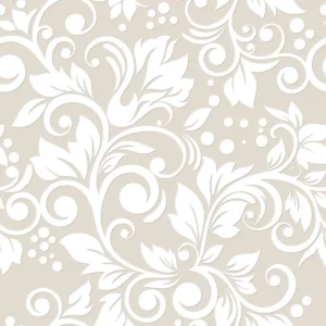 Papel De Parede Floral Provençal Flor Bege Claro Rolo 3 Mts