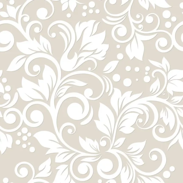 Papel De Parede Floral Provençal Flor Bege Claro Rolo 3 Mts