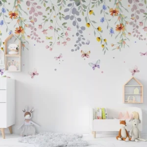 Papel De Parede Floral Rosa Borboletinha Infantil 10m² Vr500