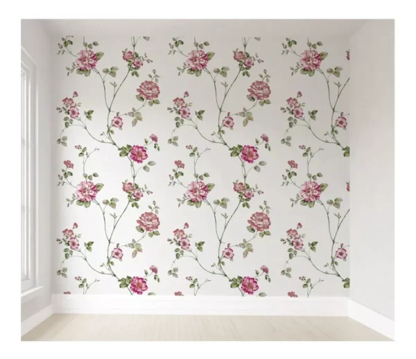 Papel De Parede Floral Rosa Feminino Quarto Bebê Pp351 1m²