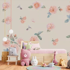 Papel De Parede Floral Rosa Menina Infantil Bebê Pp316 1m²