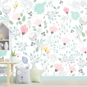 Papel De Parede Floral Rosa Menina Infantil Flores M² Bebe