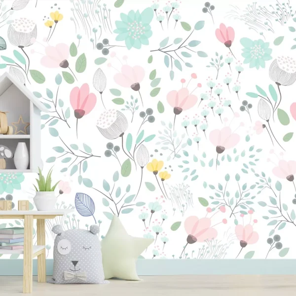 Papel De Parede Floral Rosa Menina Infantil Flores M² Bebe