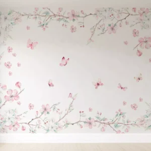 Papel De Parede Floral Rosa Menina Para Quarto De Bebê 11m²