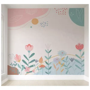 Papel De Parede Floral Rosa Para Menina Infantil 12m² Vr487