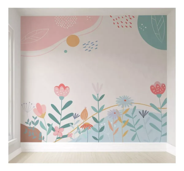 Papel De Parede Floral Rosa Para Menina Infantil 12m² Vr487