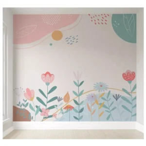 Papel De Parede Floral Rosa Para Menina Infantil 6m² Pp487