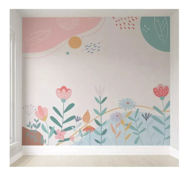 Papel De Parede Floral Rosa Para Menina Infantil 6m² Pp487