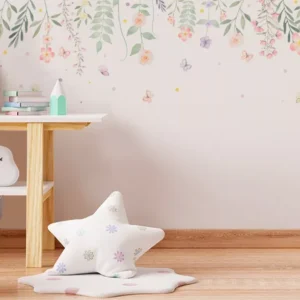 Papel De Parede Floral Rosas Borboletas Infantil 7m² Vr586