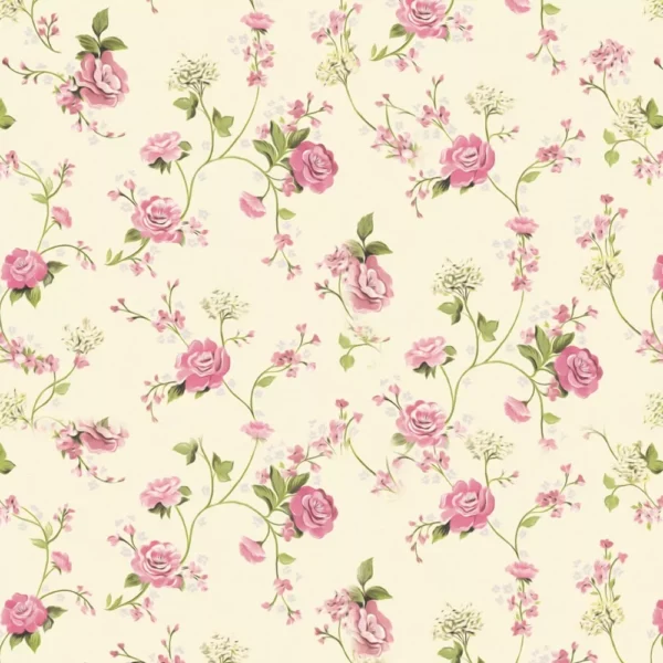 Papel De Parede Floral Rosas Delicada Vinil Lavável 3mt