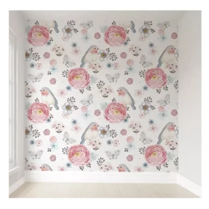 Papel De Parede Floral Rosas Infantil Autocolante Vr365 5m²